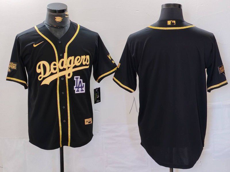 Men Los Angeles Dodgers Blank Black gold Fashion Nike Game MLB Jersey style 7061